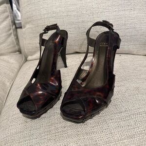 Stuart Weitzman Brown Peep Toe Heels